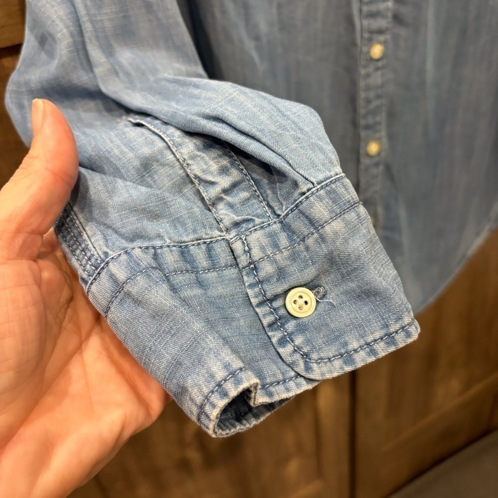 Talbots Size X Chambray Denim Button Down Shirt L… - image 7